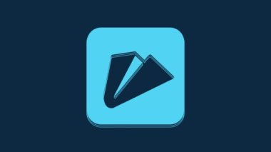Blue Paper airplane icon isolated on blue background. 4K Video motion graphic animation.