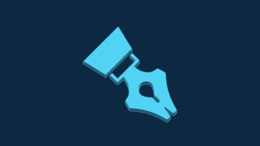 Blue Fountain pen nib icon isolated on blue background. Pen tool sign. 4K Video motion graphic animation.