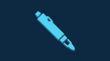 Blue Marker pen icon isolated on blue background. 4K Video motion graphic animation.