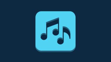 Blue Music note, tone icon isolated on blue background. 4K Video motion graphic animation.