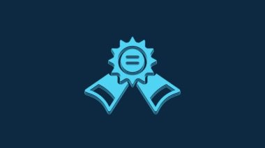 Blue Medal icon isolated on blue background. Winner symbol. 4K Video motion graphic animation.