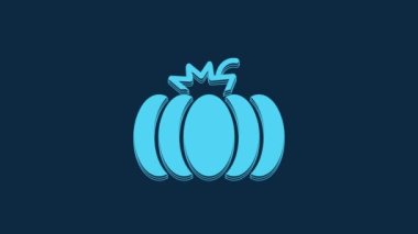 Blue Pumpkin icon isolated on blue background. Happy Halloween party. 4K Video motion graphic animation.