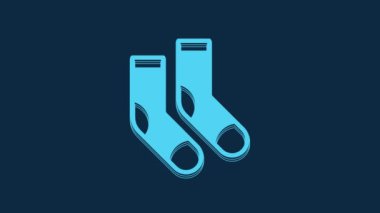 Blue Socks icon isolated on blue background. 4K Video motion graphic animation.