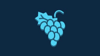 Blue Grape fruit icon isolated on blue background. 4K Video motion graphic animation.