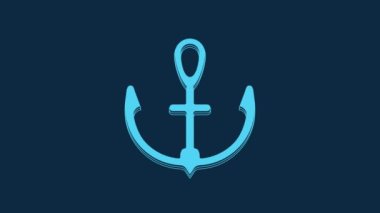 Blue Anchor icon isolated on blue background. 4K Video motion graphic animation.