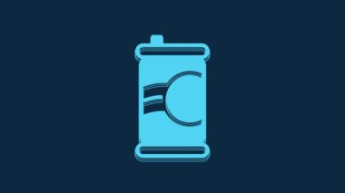 Blue Soda can icon isolated on blue background. 4K Video motion graphic animation.