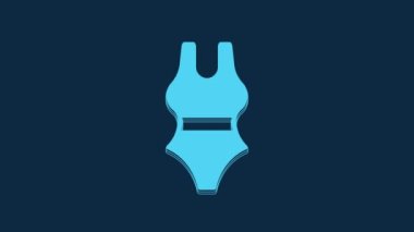 Blue Swimsuit icon isolated on blue background. 4K Video motion graphic animation.