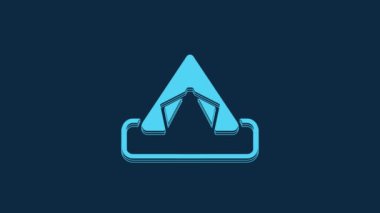 Blue Tourist tent icon isolated on blue background. Camping symbol. 4K Video motion graphic animation.