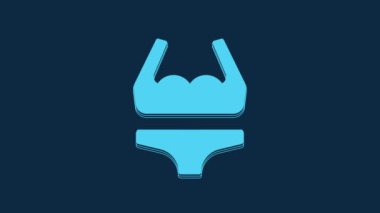 Blue Swimsuit icon isolated on blue background. 4K Video motion graphic animation.