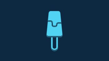 Blue Ice cream icon isolated on blue background. Sweet symbol. 4K Video motion graphic animation.