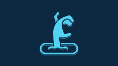 Blue Zombie hand icon isolated on blue background. Arm monster dead. Happy Halloween party. 4K Video motion graphic animation.