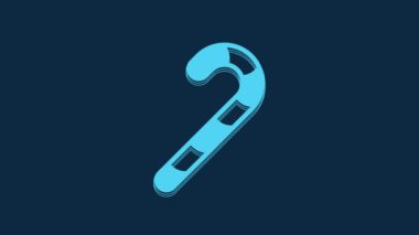 Mavi arkaplanda çizgili simgesi olan mavi Noel şekeri bastonu. Mutlu Cadılar Bayramı Partisi. 4K Video hareketli grafik canlandırması.