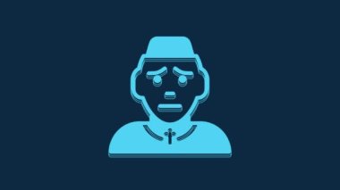 Blue Priest icon isolated on blue background. 4K Video motion graphic animation.