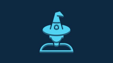 Blue Witch icon isolated on blue background. Happy Halloween party. 4K Video motion graphic animation.