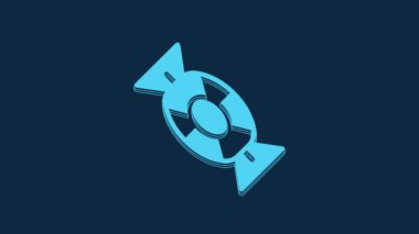 Blue Candy icon isolated on blue background. Happy Halloween party. 4K Video motion graphic animation.
