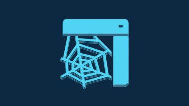 Blue Spider web icon isolated on blue background. Cobweb sign. Happy Halloween party. 4K Video motion graphic animation.