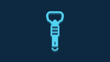 Blue Bottle opener icon isolated on blue background. 4K Video motion graphic animation.