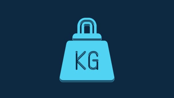 Blue Weight Icon Isolated Blue Background Kilogram Weight Block Weight — Wideo stockowe