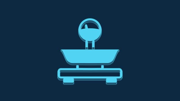 Blue Scales Icon Isolated Blue Background Weight Measure Equipment Video — Vídeo de Stock