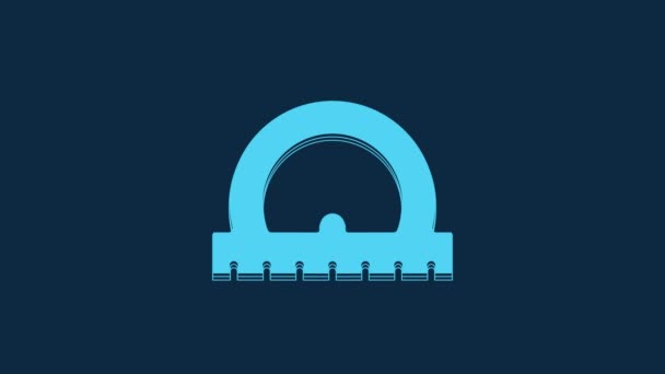 Blue Protractor Grid Measuring Degrees Icon Isolated Blue Background Tilt — стоковое видео