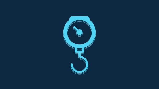 Blue Hand Scale Spring Mechanical Icon Isolated Blue Background Video — Stock Video
