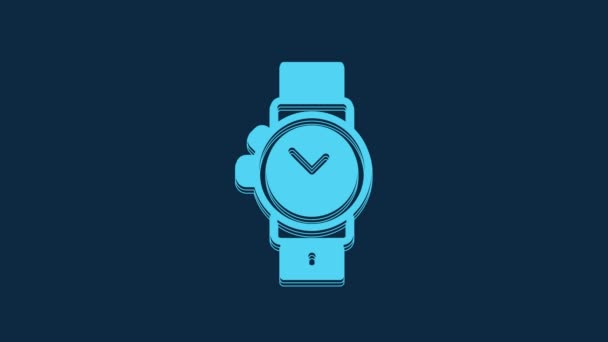 Blue Wrist Watch Icon Isolated Blue Background Wristwatch Icon Video — Αρχείο Βίντεο