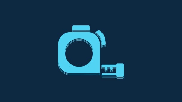 Blue Roulette Construction Icon Isolated Blue Background Tape Measure Symbol — Vídeo de Stock