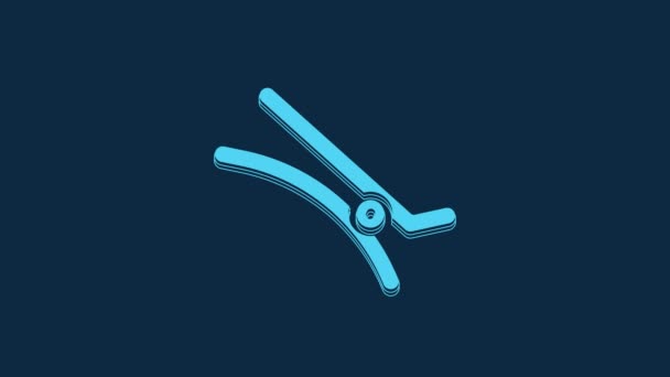 Icono Clip Pelo Azul Aislado Sobre Fondo Azul Animación Gráfica — Vídeo de stock