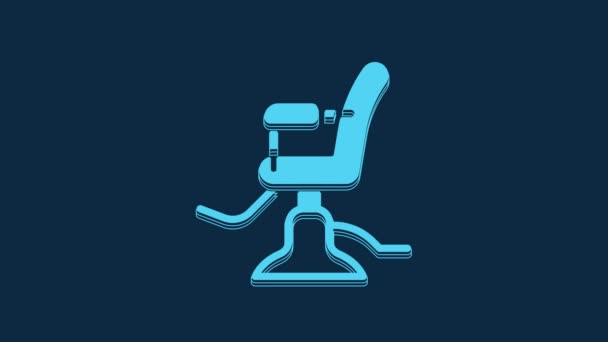 Blue Barbershop Chair Icon Isolated Blue Background Barber Armchair Sign — Stok video