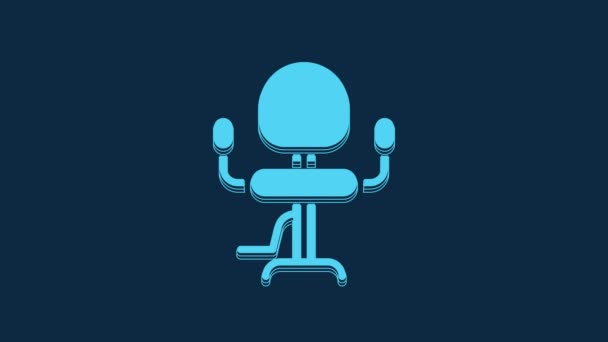 Blue Barbershop Chair Icon Isolated Blue Background Barber Armchair Sign — Stok video
