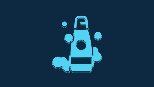 Blue Bottle Shampoo Icon Isolated Blue Background Video Motion Graphic — Stok video