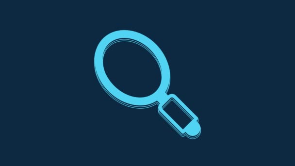 Blue Hand Mirror Icon Isolated Blue Background Video Motion Graphic — Wideo stockowe