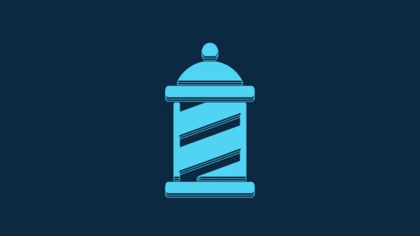 Blue Classic Barber Shop Pole Icon Isolated Blue Background Barbershop — Stockvideo