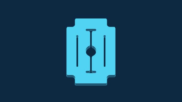 Blue Blade Razor Icon Isolated Blue Background Video Motion Graphic — Wideo stockowe