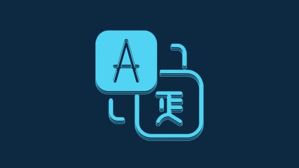 Blaues Übersetzersymbol Isoliert Auf Blauem Hintergrund Fremdsprachige Gesprächssymbole Chat Sprechblase — Stockvideo