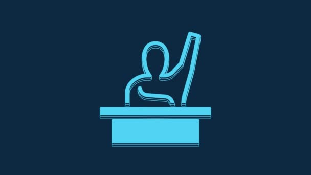 Синій Активний Хлопчина Піднімає Руку Відповідаючи Запитання Вчителя Ікони Ізольовані — стокове відео