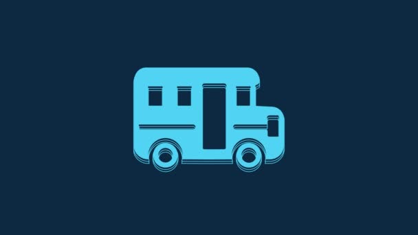 Blue School Bus Icon Isolated Blue Background Public Transportation Symbol — Vídeo de Stock