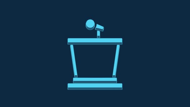 Blue Stage Stand Debate Podium Rostrum Icon Isolated Blue Background — Stok Video
