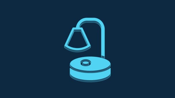 Ícone Lâmpada Mesa Azul Isolado Fundo Azul Candeeiro Animação Gráfica — Vídeo de Stock