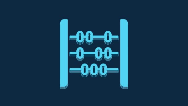 Blue Abacus Icon Isolated Blue Background Traditional Counting Frame Education — Vídeos de Stock