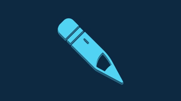 Blue Pencil Eraser Icon Isolated Blue Background Drawing Educational Tools — Stock video