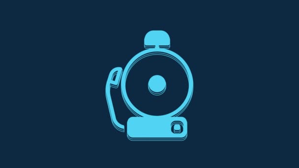 Blue Ringing Alarm Bell Icon Isolated Blue Background Alarm Symbol — Vídeo de stock