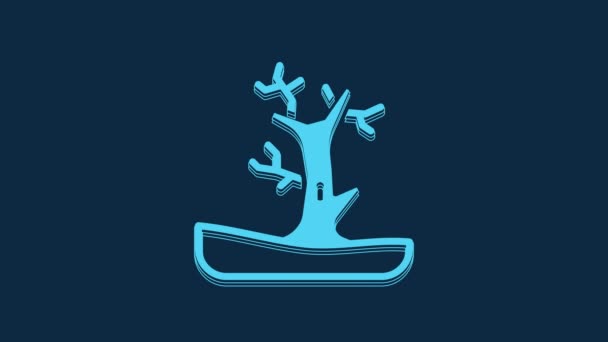 Blue Bare Träd Ikon Isolerad Blå Bakgrund Video Motion Grafisk — Stockvideo