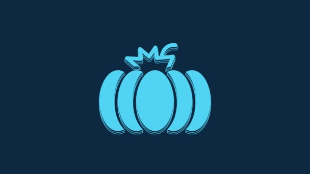 Blue Pumpkin Icon Isolated Blue Background Happy Halloween Party Video — Vídeo de Stock
