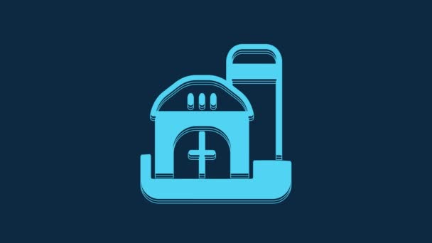 Blue Farm House Icon Isolated Blue Background Video Motion Graphic — 图库视频影像