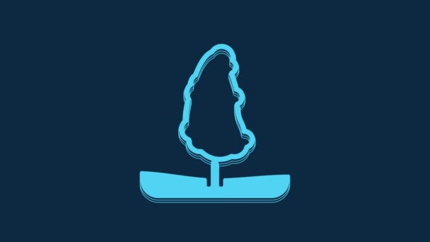 Blue Tree Icon Isolated Blue Background Forest Symbol Video Motion — Video