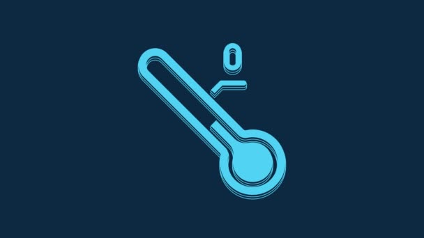 Blue Meteorology Thermometer Measuring Icon Isolated Blue Background Thermometer Equipment — Wideo stockowe