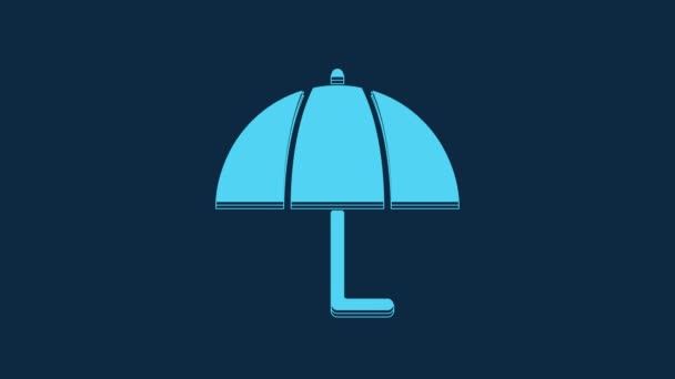 Blue Umbrella Icon Isolated Blue Background Insurance Concept Waterproof Icon — Stock Video