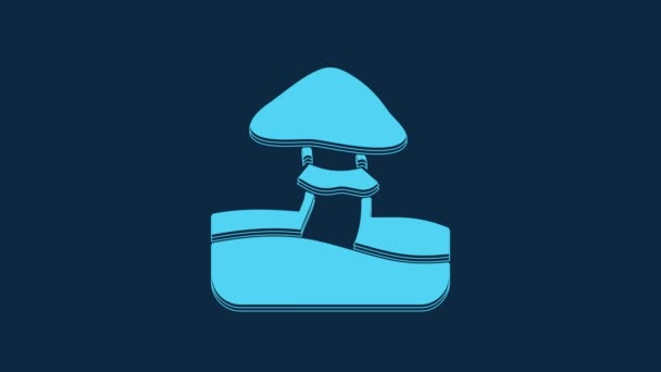 Ícone Cogumelo Azul Isolado Fundo Azul Animação Gráfica Movimento Vídeo — Vídeo de Stock