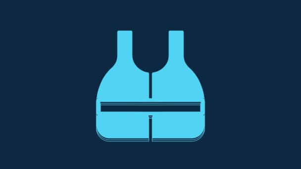 Blue Life Jacket Icon Isolated Blue Background Life Vest Icon — Stockvideo